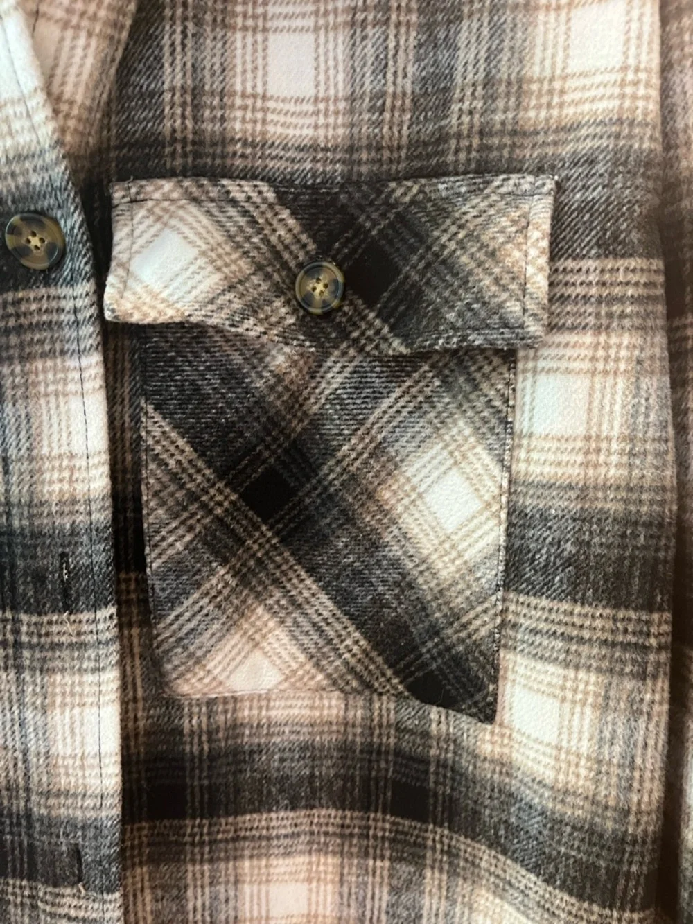 wild fable Black, Brown & Cream Plaid Shacket M - Picture 3 of 6